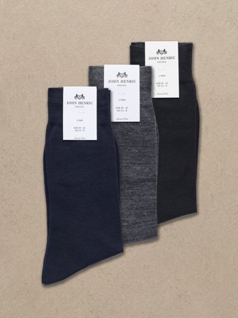 John Henric Men's 3-Pack Mehrfarbige Merinosocken Size