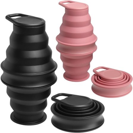 2 stk. Sammenklappelige Vandflasker BPA-fri Lækagesikre Foldbare Silikoneflasker med Anti-Kollaps Ring til Rejser Camping Vandring Løb Sport
