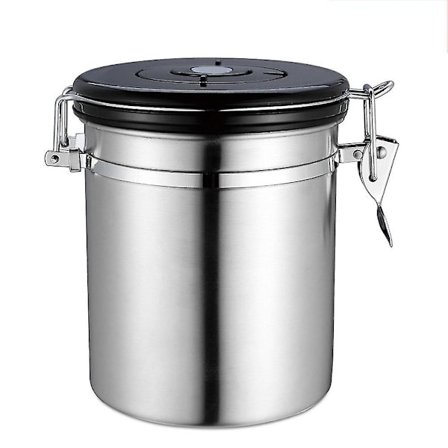 Rustfrit stål lufttæt kaffebøtte med datosporing, vakuumforseglet lufttæt beholder