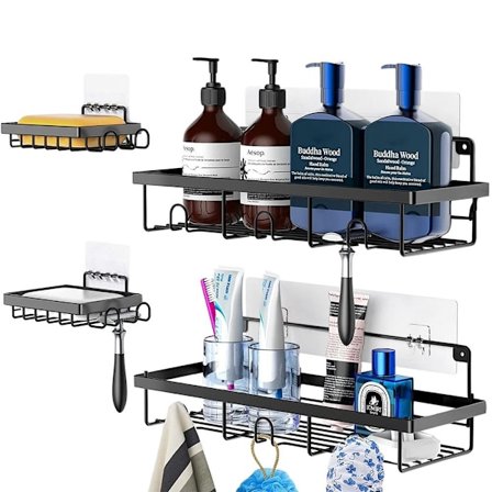 Duschhylla i svart metall 4 st.