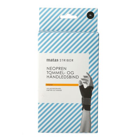Matas Striber Neopren Håndled/Tommelbind Sort XL, Medicin & Pleje, Støttebind, Håndledsstøtte