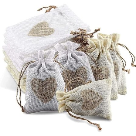 40 stykker jute poser med snøre, jutepose, jute poser, til slik, smykker, håndværk og små gaver