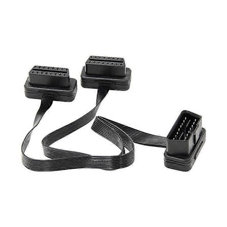 OBDII Forlengelse Dobbel Kontakt Y-Splitter OBD OBD2 16PIN Hann til Hunn Tilkobling Flat+Tynn for [DB]