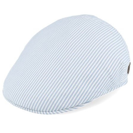 MJM Hats - Blå flatcap Keps - Country Cotton Blue Stripe Flat Cap @ Hatstore