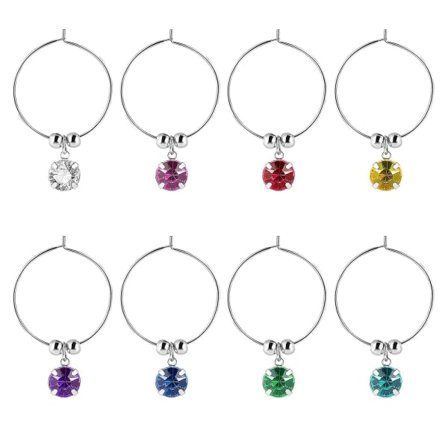 Malet Glas Vin Halskæder Drikke Markører Glas Identifikatorer Charms Vinglas Charms Ringe Vinglas Ringe Charm Sløjfe