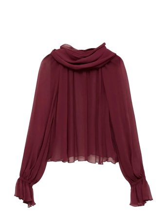 Mango | Semi-Transparent Blouse With Foulard | L