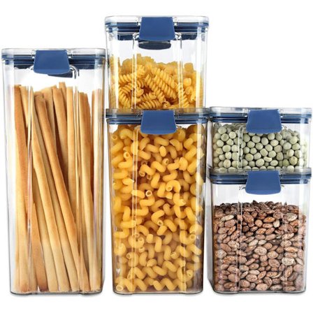 Förvaringsburkar i plast, set med 5 storlekar i 3 färger, BPA-fria