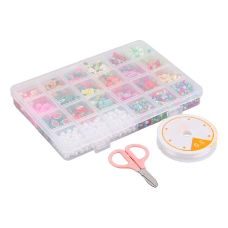 1350 stk. lerperler i udsøgt frugtform, miljøvenlige og sikre perler til smykkefremstilling med opbevaringsboks