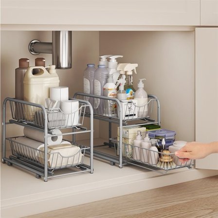 Pesualtaan säilytystila, jossa 2 ulosvedettävää koria 2-pakkaus