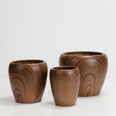 Keramisk plantesæt, 3 dele, brun, 42x42x35 cm