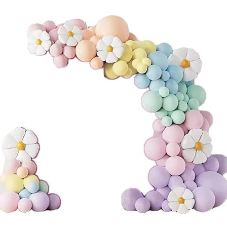 141PCS Coloful ballongbåge Tecknad Daisy Flower latexballonger