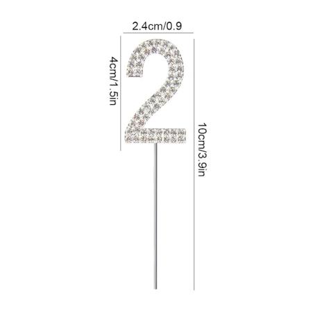Guld Silver Alloy Rhinestone 0-9 Nummer Födelsedag Digital Cake Topper För Bröllop Årsdag Barn Vuxen Födelsedagsfest Tårta Dekor B03-2 1pcs
