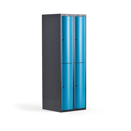 Kleiderspind CURVE, 2 Module/4 Fächer, 1740 x 600 x 550 mm, blau