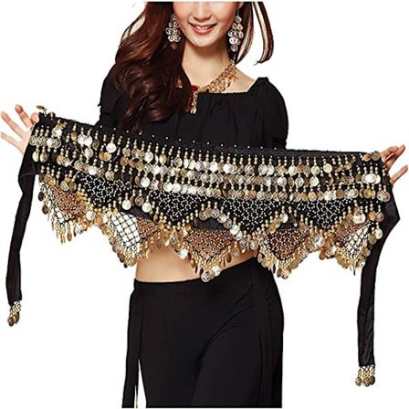 Ladies Sweet Belly Dance Hip Scarf med Guld Mønt Nederdel Wrap, Be