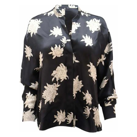 Vince Floral Print Button Down Shirt Sort, Dame Skjorter
