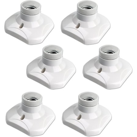 E27 Skrue Loftlampe, E27 Garageudtag, AC 220-240V, Udtagsholder, Hvid Plastlampe, 6-pak