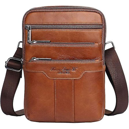 Lille Læder Sling Skuldertaske Messenger Pakke Til Mænd Kvinder Udendørs Rejse Forretning