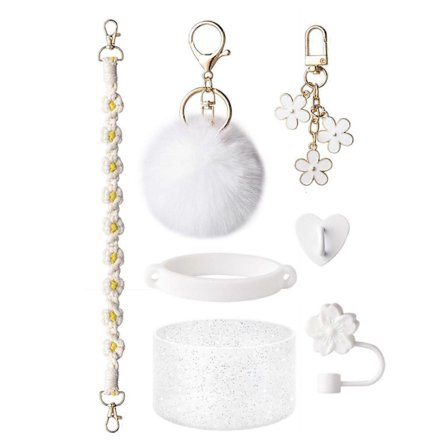 7 stk. kop tilbehørssæt til 30/40oz Tumbler silikonehåndtag rem støvle sugerør dæksel nøglering charms BPA-fri genanvendelige dekorative gaver til jul