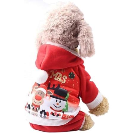 Julkläder för husdjur Katt och hund Juldräkt med huva C