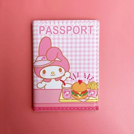 Sanrio MY Melody Passportskydd för kvinnor, resepassfodral i PU-läder, funktionellt visitkortsfodral, ID-korthållare Khaki