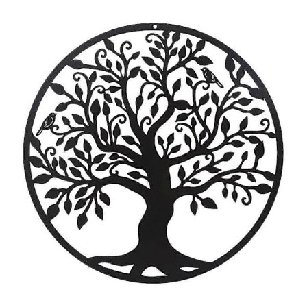 Livets Træ Med Fugle Metal Vægdekoration 28 cm Hængende Ornament Til Altan