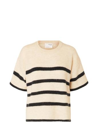 Slfmaline-Liliana 2/4 Knit O-Neck Noos Selected Femme Cream