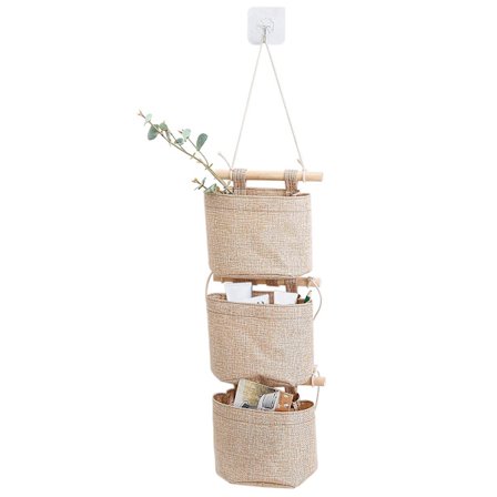 1 Pack Mini Bomullslinnetyg Garderob Avtagbar Fällbar Tvättbar Hängande Förvaringsväska Med 3 Fack