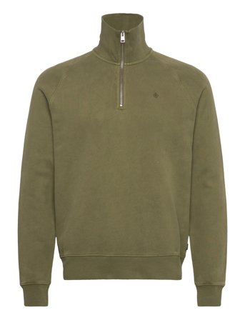 Morris Maryon Half Zip Washed Sweatshirt - Green - S
