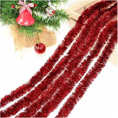 5 stk. 2 meter lange røde juletrestrømmere Garland Shiny Hengende Folie Tinsel Garland for juletre hjemmekontor festdekorasjon