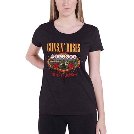 Guns N Roses Dam/Kvinnor Welcome to the Jungle T-Shirt XL Bla