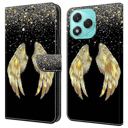 Honor 400 Lite 5G -kotelo, 3D-kuvioitu PU-nahkalompakkopuhelinkotelo jalustalla