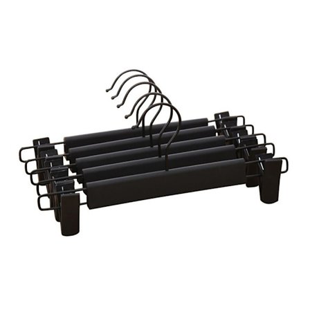 Buksebøjle, pladsbesparende nederdelsbøjle - justerbar klemmerbøjle - tøj, jakker, jeansbøjle (5-pak, sort)