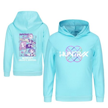 Kpop Witch Hunters Barn Trøje Dobbeltsidig Trykt Kort Trøje lyseblå