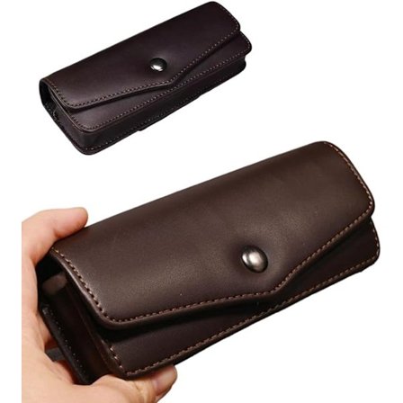 Brilleetui i ét stykke PU - Brilleetui med bælte - Mørkebrun