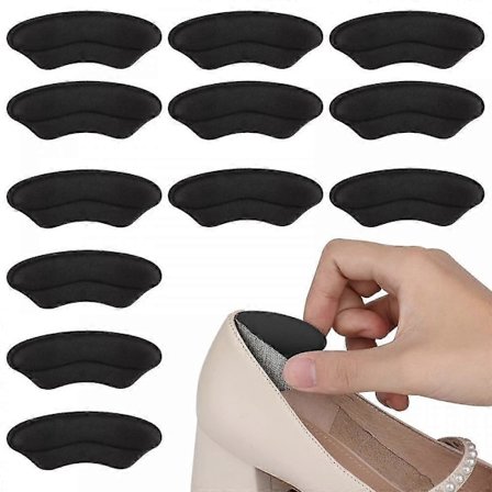 6 Par Hæl Indlæg Pude Indlæg til Løse Sko Hælfyld Sko For Store til Mænd Kvinder (Sort)