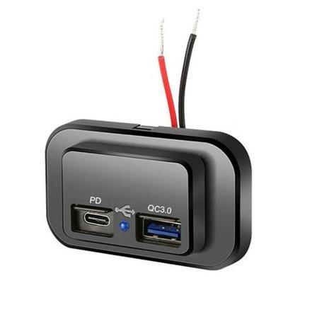 36W QC3.0+PD Dobbel USB Port lader Bil RV Rask lader Socket Adapter Strøm Uttak Vanntett