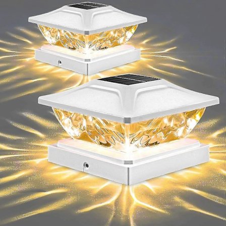Solcelle Stolpehatt Lys Utendørs: 8 Pakk Lyse 2 Moduser Led Solcelle Gjerde Dekkslys For 3.5x3.5 4x4 4.5x4.5 5x5 Tre Stolper