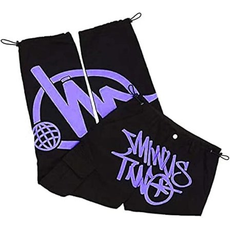 Minus Two Cargo Y2k Herre 2023 Joggebukser, Y2k Jeans, Baggy Hip-hop Cargobukser, Harajuku Denim Svart Trykk Løs Rett