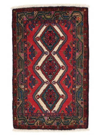 75X120 Alfombra Asadabad Oriental Negro/Rojo Oscuro (Lana, Persia/Irán) Carpetvista