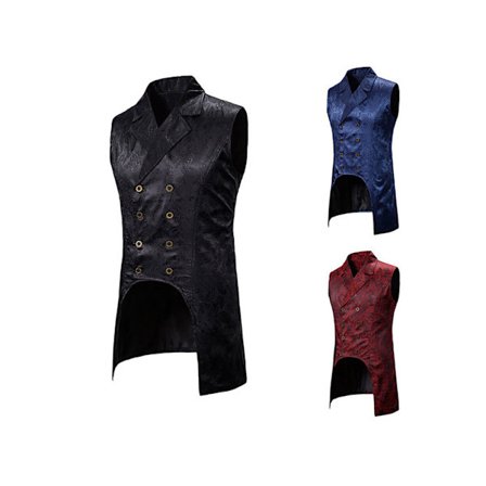 Miesten goottilainen steampunk-tyylinen kaksirivinen liivi brokadiliivi