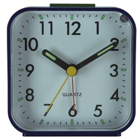 Liten batteridriven analog väckarklocka tyst icke tickande