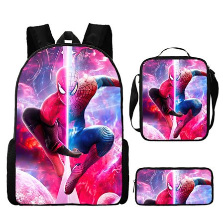 Spider-Man Rygsæk Rygsæk Skole Taske Blyantsæske Frokostpose Tredelt Sæt