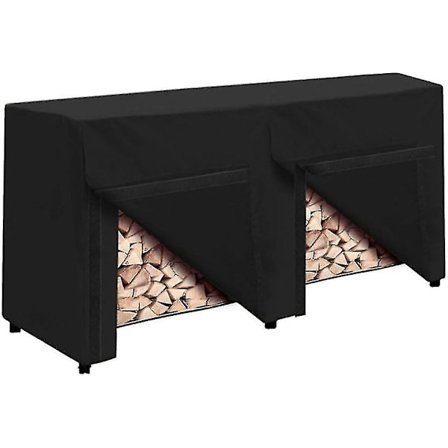 8 fot vedstativ med trekk, vanntett utendørs vedholder, peis tungt stabler for uteplass vedlagring stålrør vedstabel