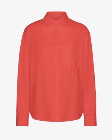 Organic Oversized Shirt - Red Tangerine - Female - XS