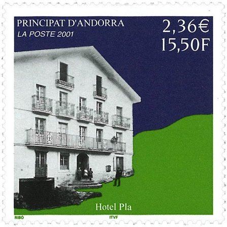 Fransk Andorra - Hotel Pla - Postfrisk frimærke