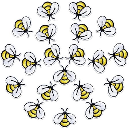 20 st broderade bin-lappar, söta humla strykjärn på broderade applikationer D