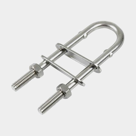 Argolla de proa con placa de cubierta 1852-Marine, acero inoxidable AISI 316, en forma de U, Ø8 x 50 mm, 90 mm