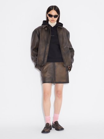 Holzweiler Cia Leather Skirt - Dk. Brown - Women's - XXS