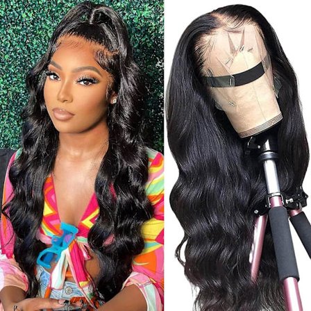 Spetsfrontperuker Body Wave Transparent Lace Frontal Peruker Med Baby Hår Pre Plockade 22 Tum Body Wave Lace Frontal Mänskligt Hår Peruker För Svarta 
