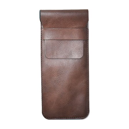 Brun læder rullepen/blyant opbevarings etui/pung organizer KLB